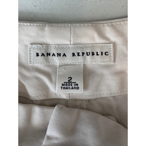 Banana Republic Women White Ivory Cropped Cargo Pants Drawstring Hem Size 2 - Picture 3 of 5